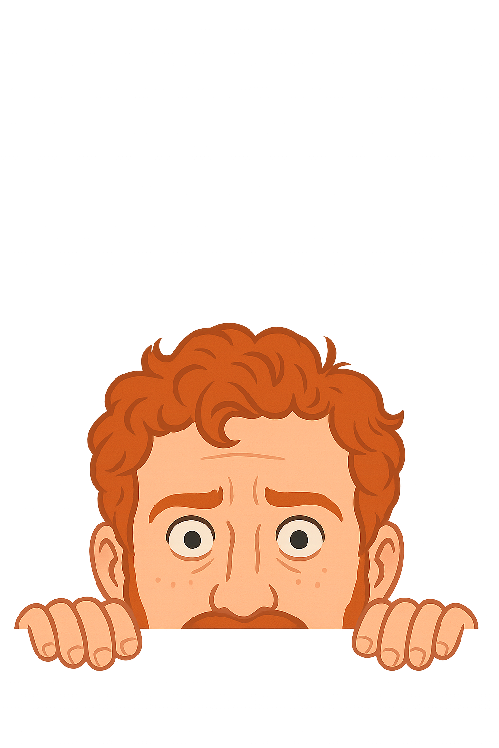 ginger man peeking